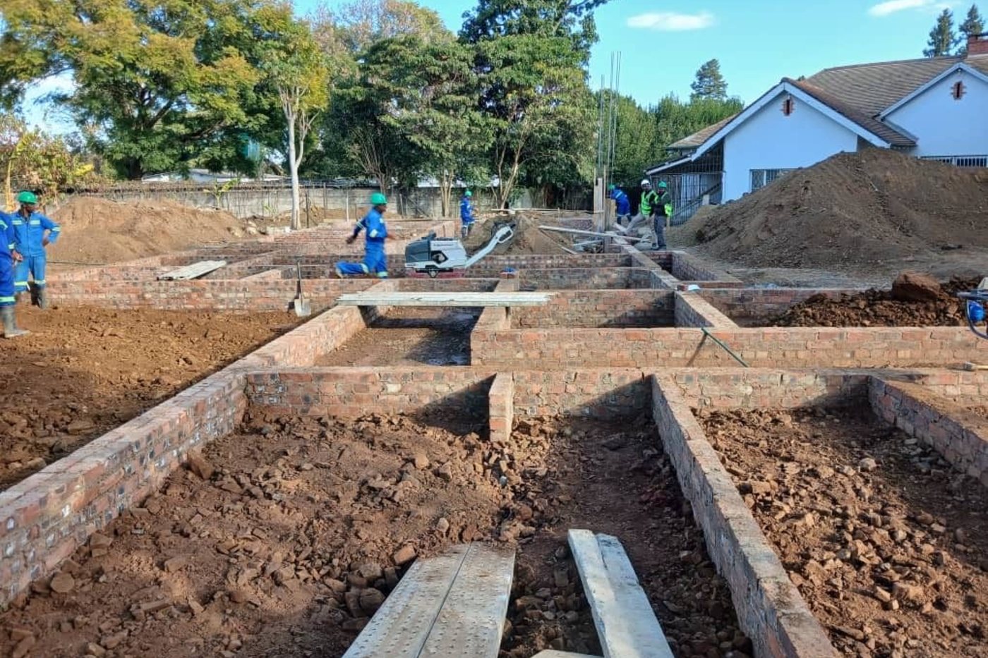 Construction work on the new SMB formation house in Harare