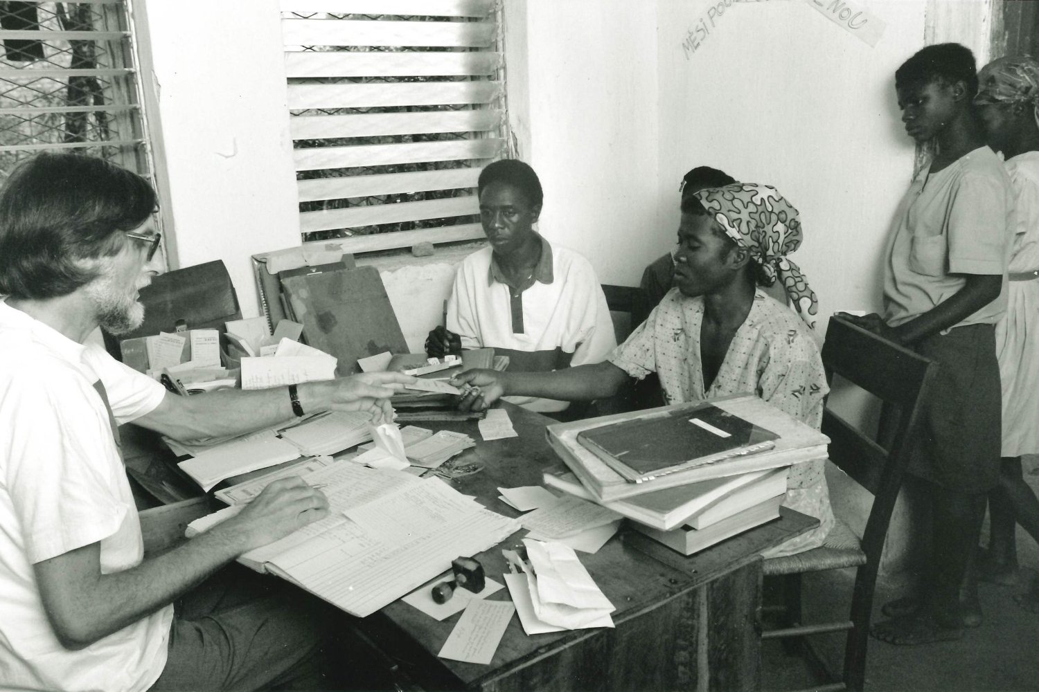 Haiti, Chénot: Georges Conus in the parish office.